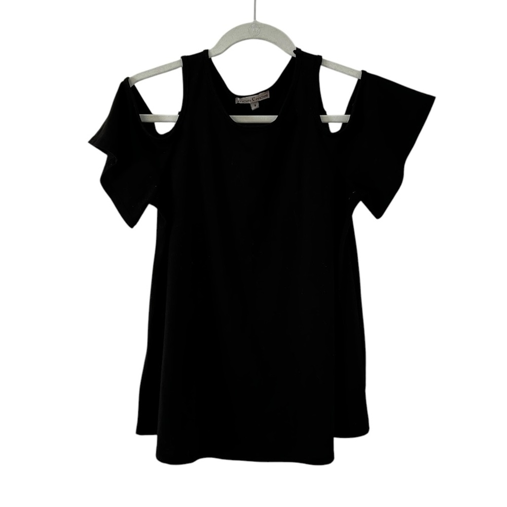 Black Moa Moa Top Off the Shoulder Design Shirt Women’s Size Medium Soft Style!